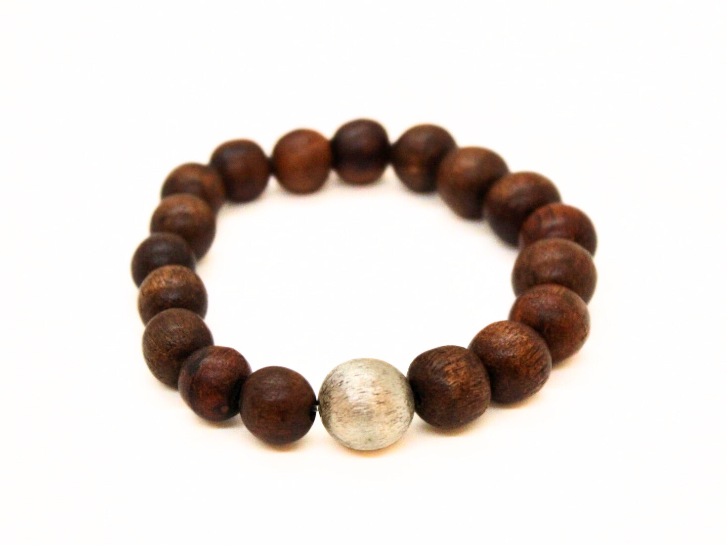 Wooden Beaded Bracelet with Gold Bead