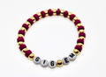 Maroon and Gold Beaded Bracelet