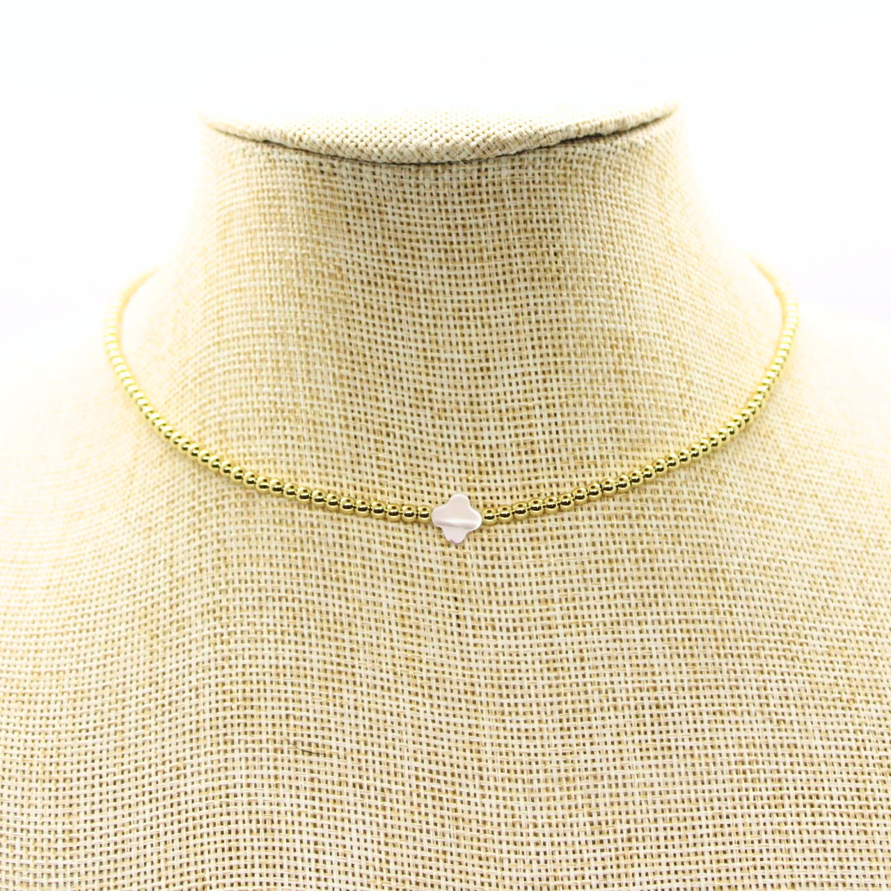 Beaded Pearl Clover Necklace