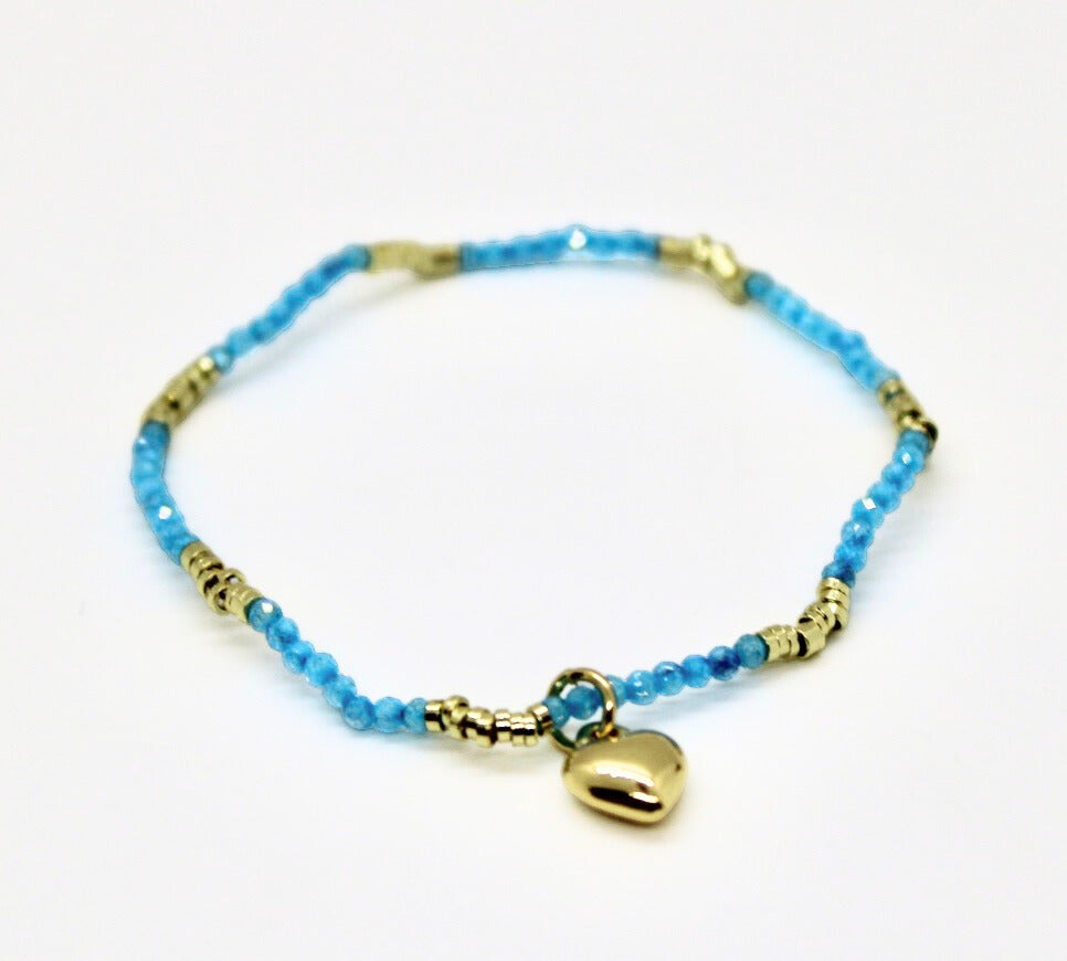 Small - Heart Charm Beaded Bracelet