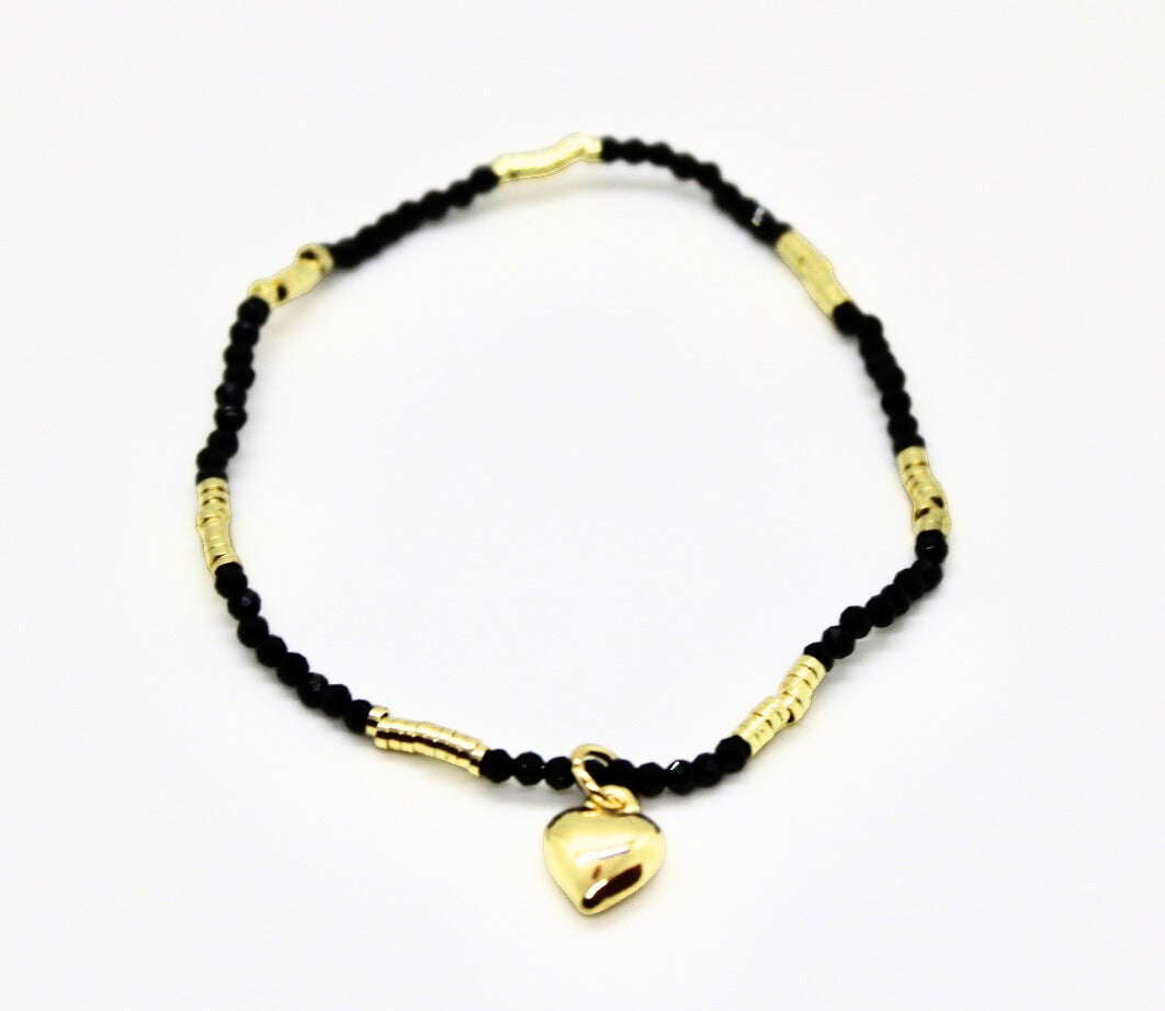 Small - Heart Charm Beaded Bracelet