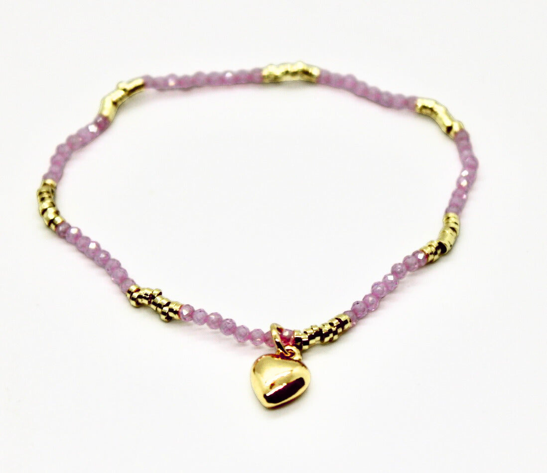 Small - Heart Charm Beaded Bracelet