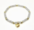 Large - Heart Charm Beaded Bracelet
