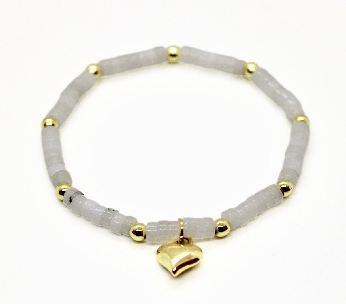 Large - Heart Charm Beaded Bracelet