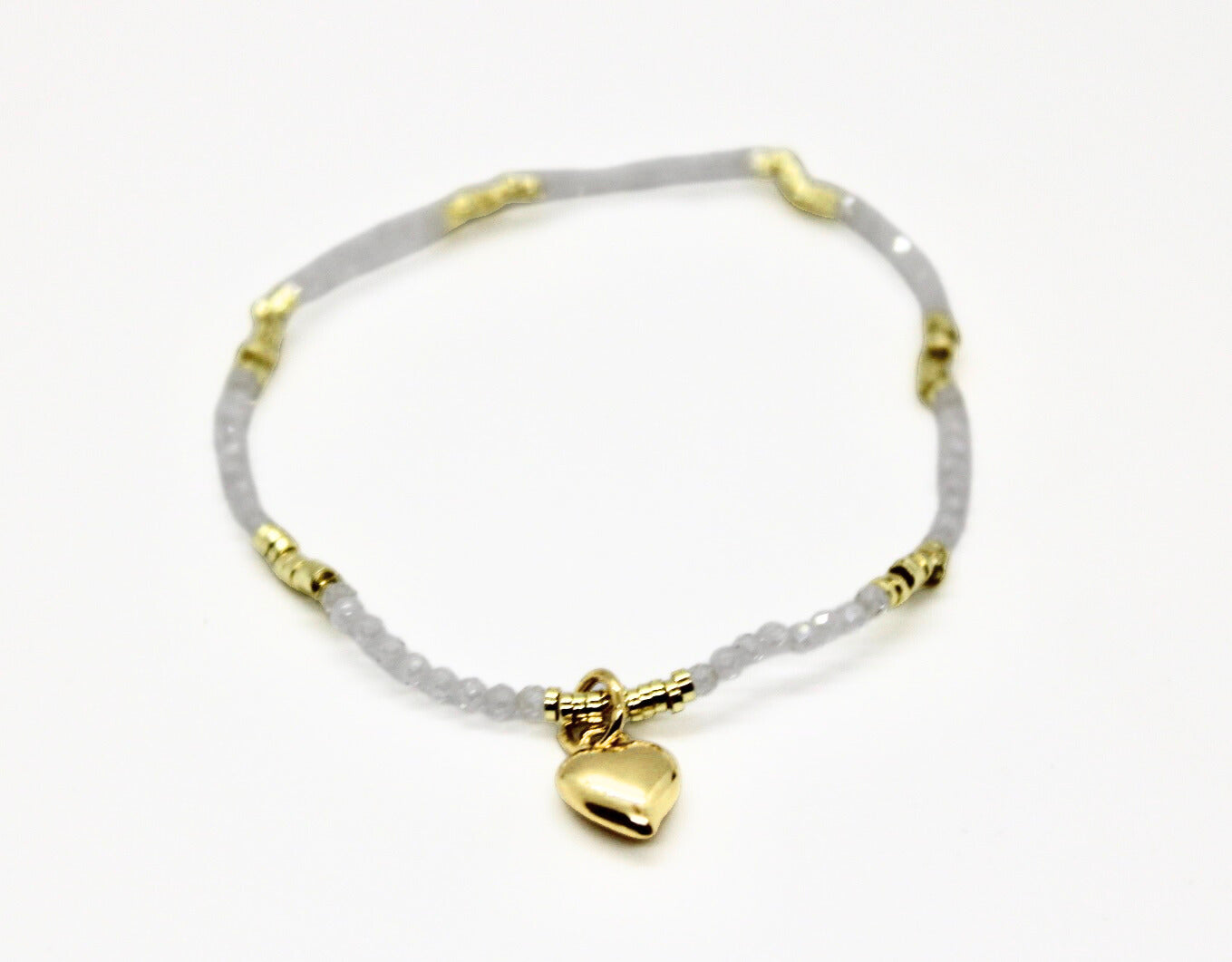 Small - Heart Charm Beaded Bracelet