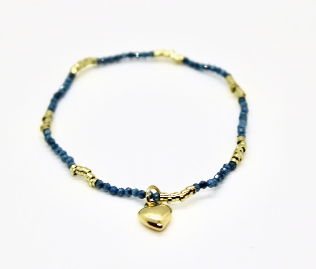 Small - Heart Charm Beaded Bracelet