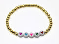 Gold Beaded Colorful Heart Bracelet