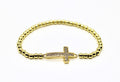 Large Cross Gold Beaded Bracelet