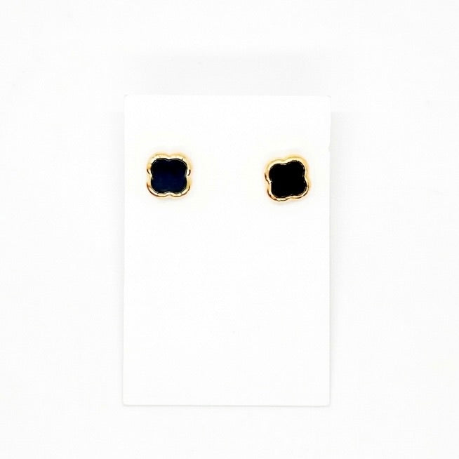 Black Quatrefoil Studs
