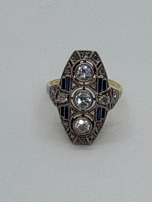 Art deco sapphire and diamond ring