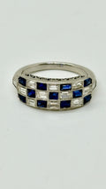Diamond and sapphire checkerboard vintage ring