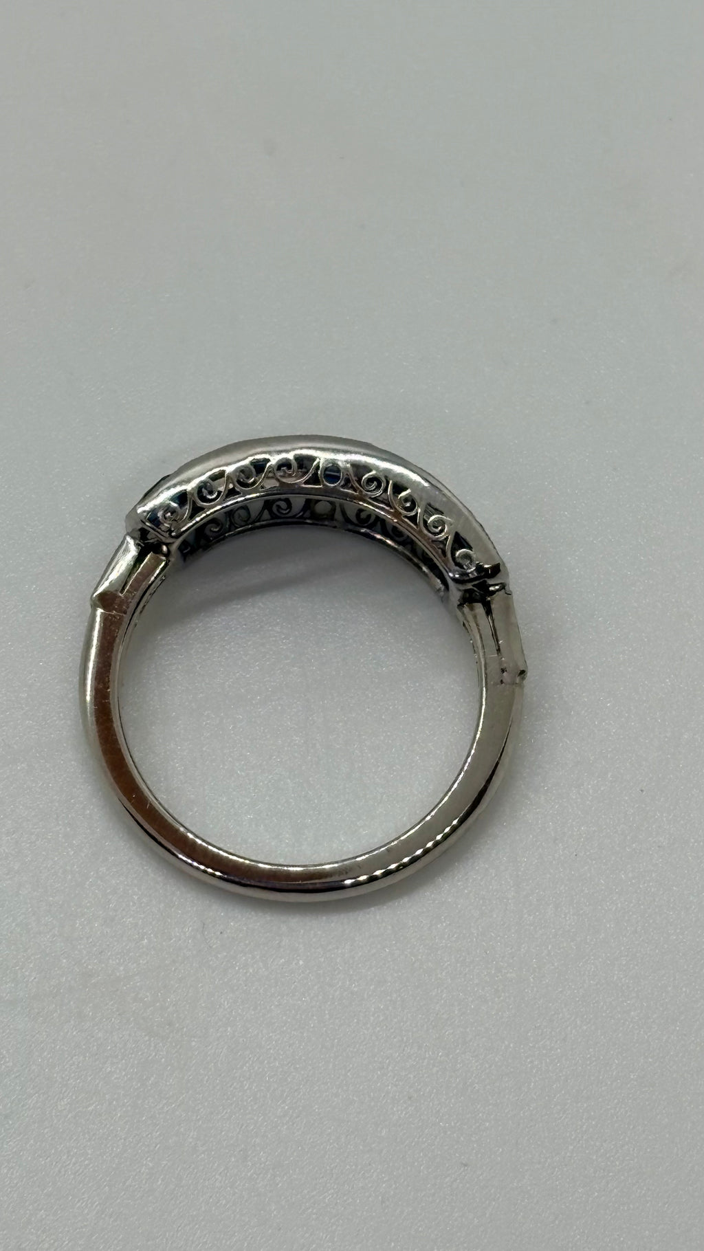 Diamond and sapphire checkerboard vintage ring