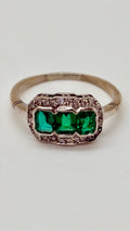 3 emerald and diamond vintage ring