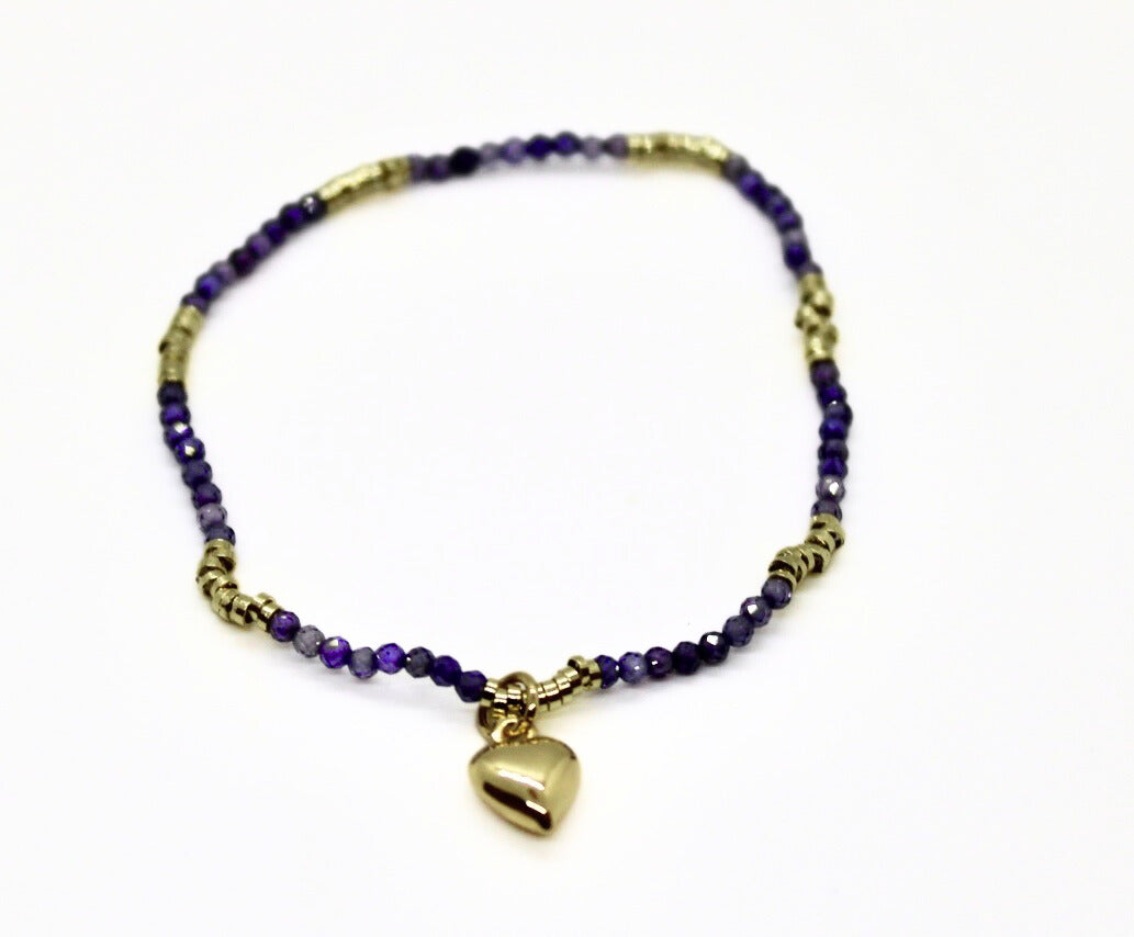 Small - Heart Charm Beaded Bracelet