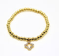 Clover Charm Gold Beaded Bracelet