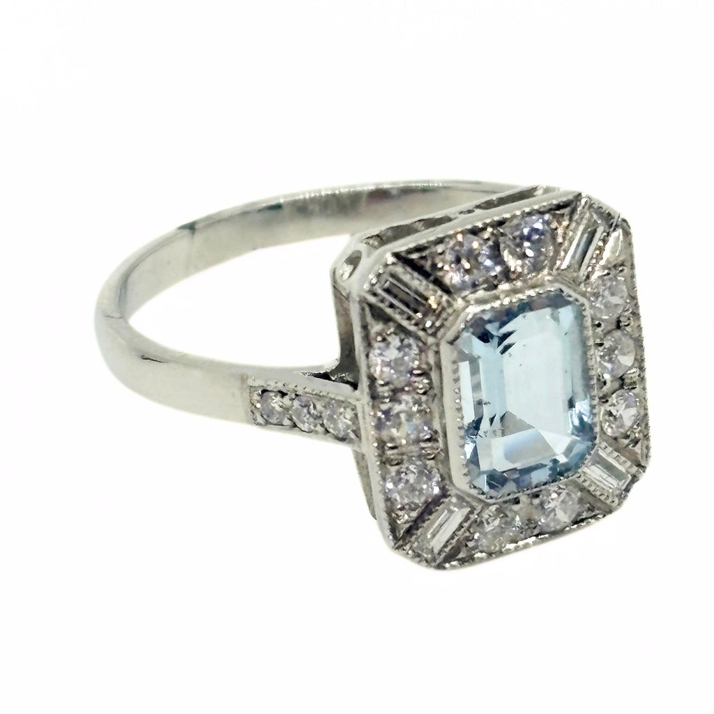 Aquamarine Square Ring