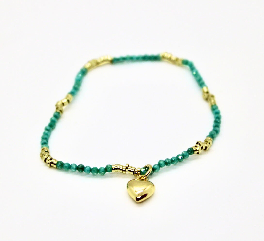 Small - Heart Charm Beaded Bracelet
