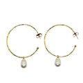 Gold Hoops With Pearl