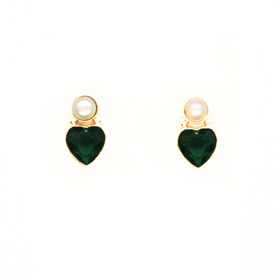Single Heart Pearl Earrings