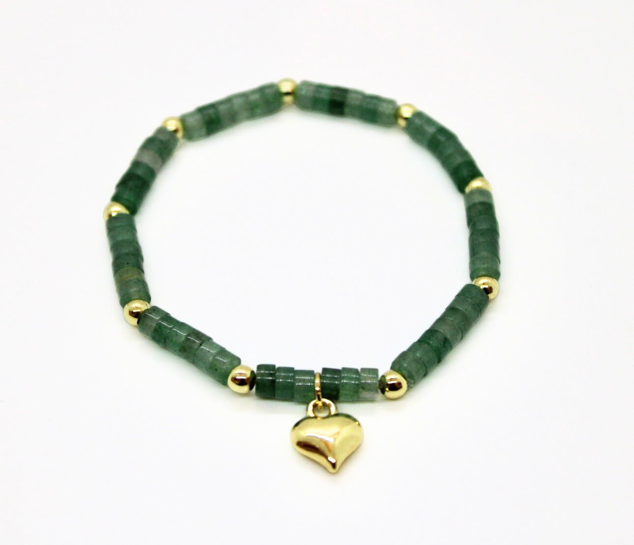 Large - Heart Charm Beaded Bracelet