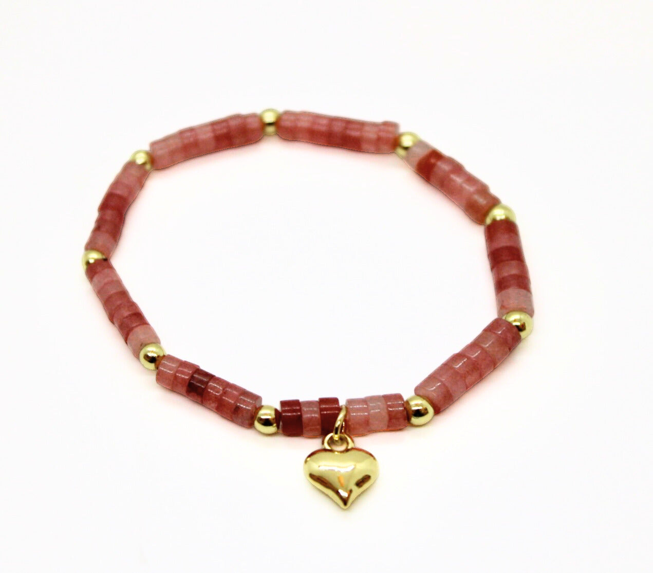Large - Heart Charm Beaded Bracelet