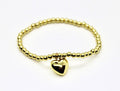 Heart Charm Gold Beaded Bracelet