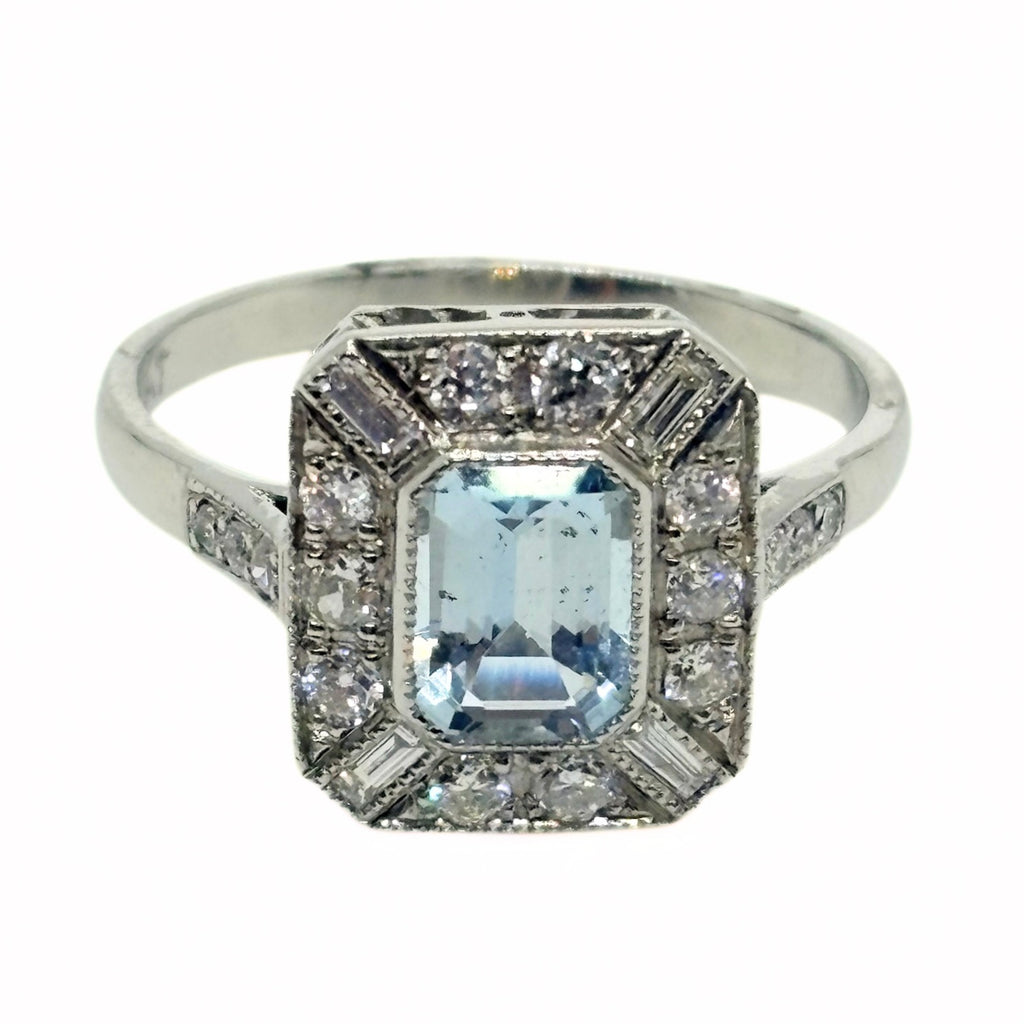 Aquamarine Square Ring