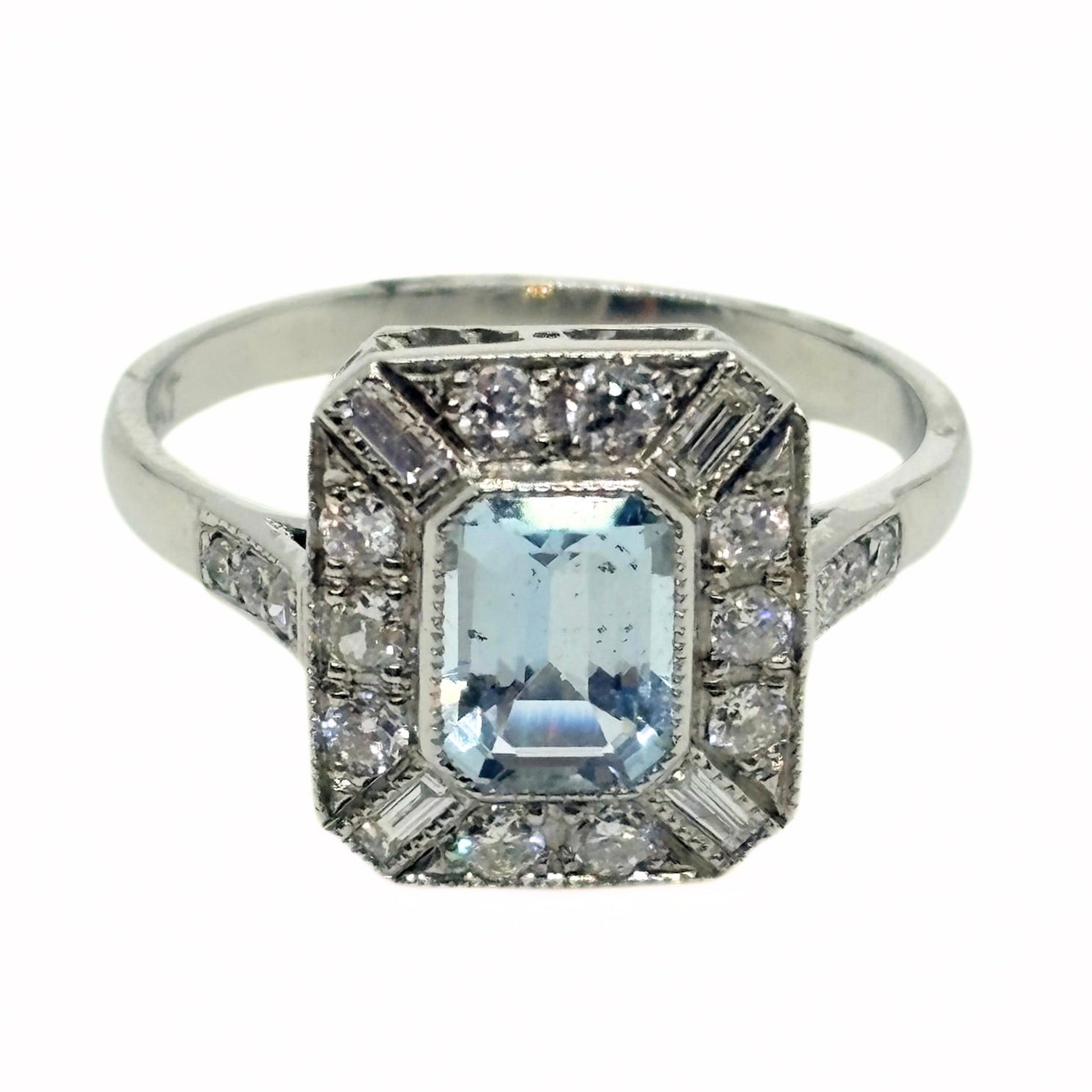 Aquamarine Square Ring