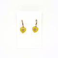 Yellow Heart Huggie Earrings