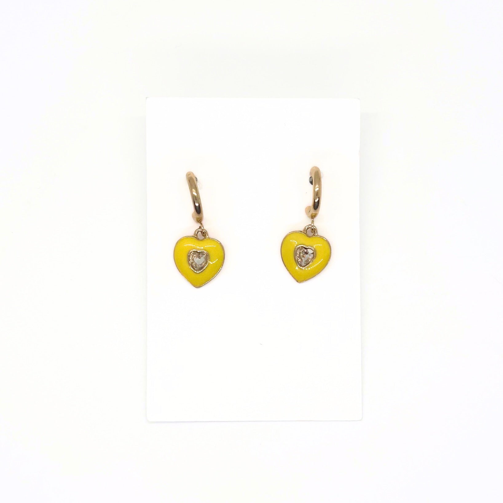 Yellow Heart Huggie Earrings
