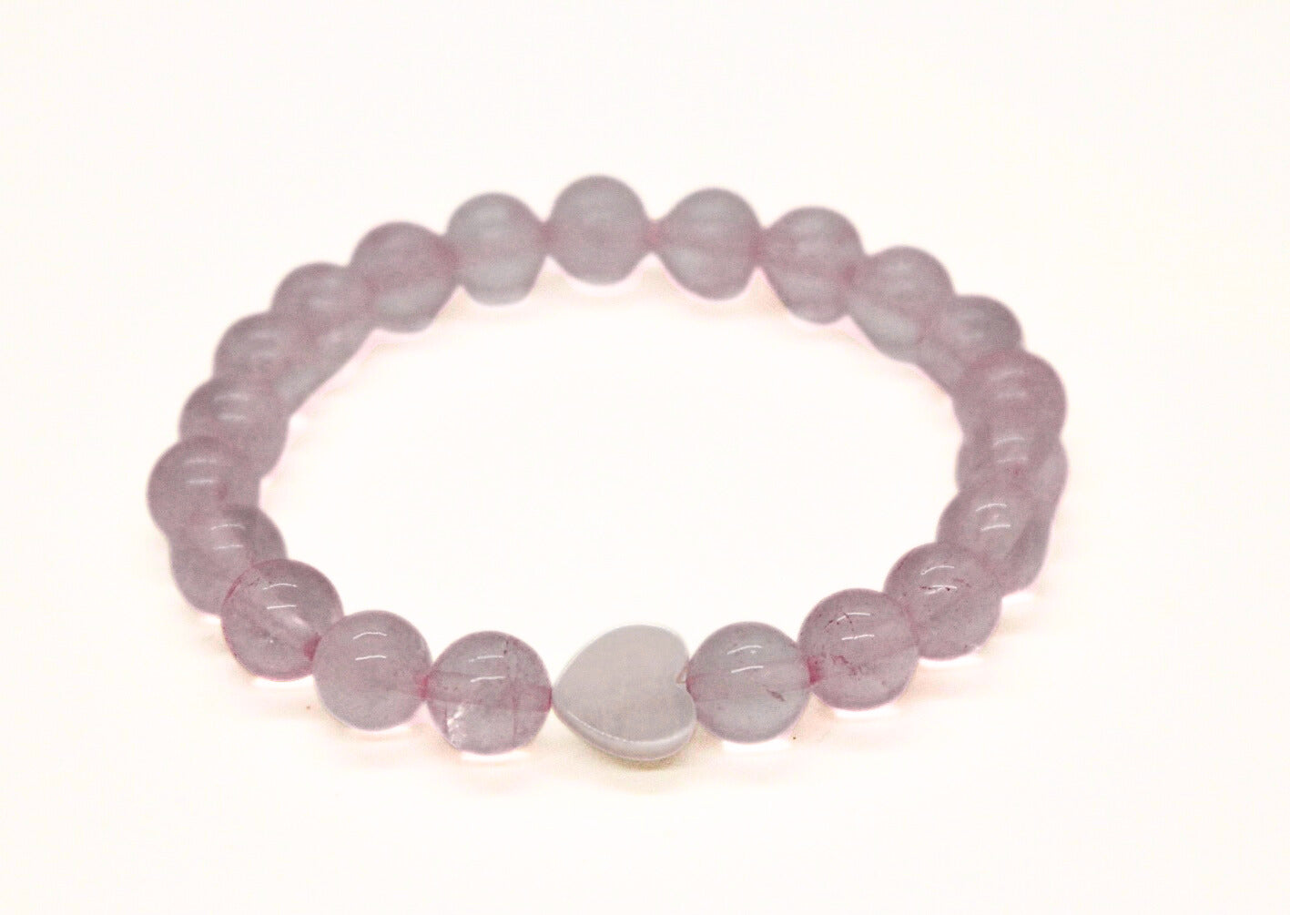 Pink Clear Heart Beaded Bracelet