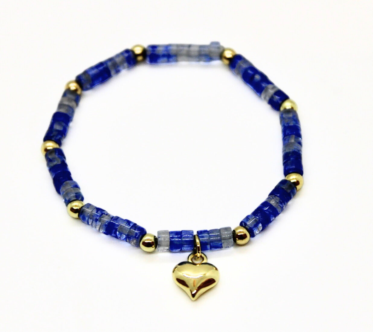 Large - Heart Charm Beaded Bracelet