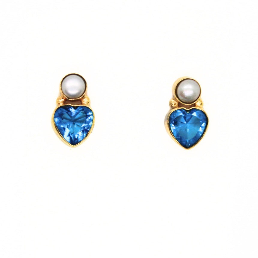 Single Heart Pearl Earrings