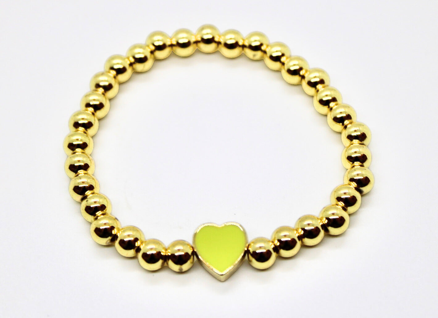 Large Heart Gold Beaded Bracelet